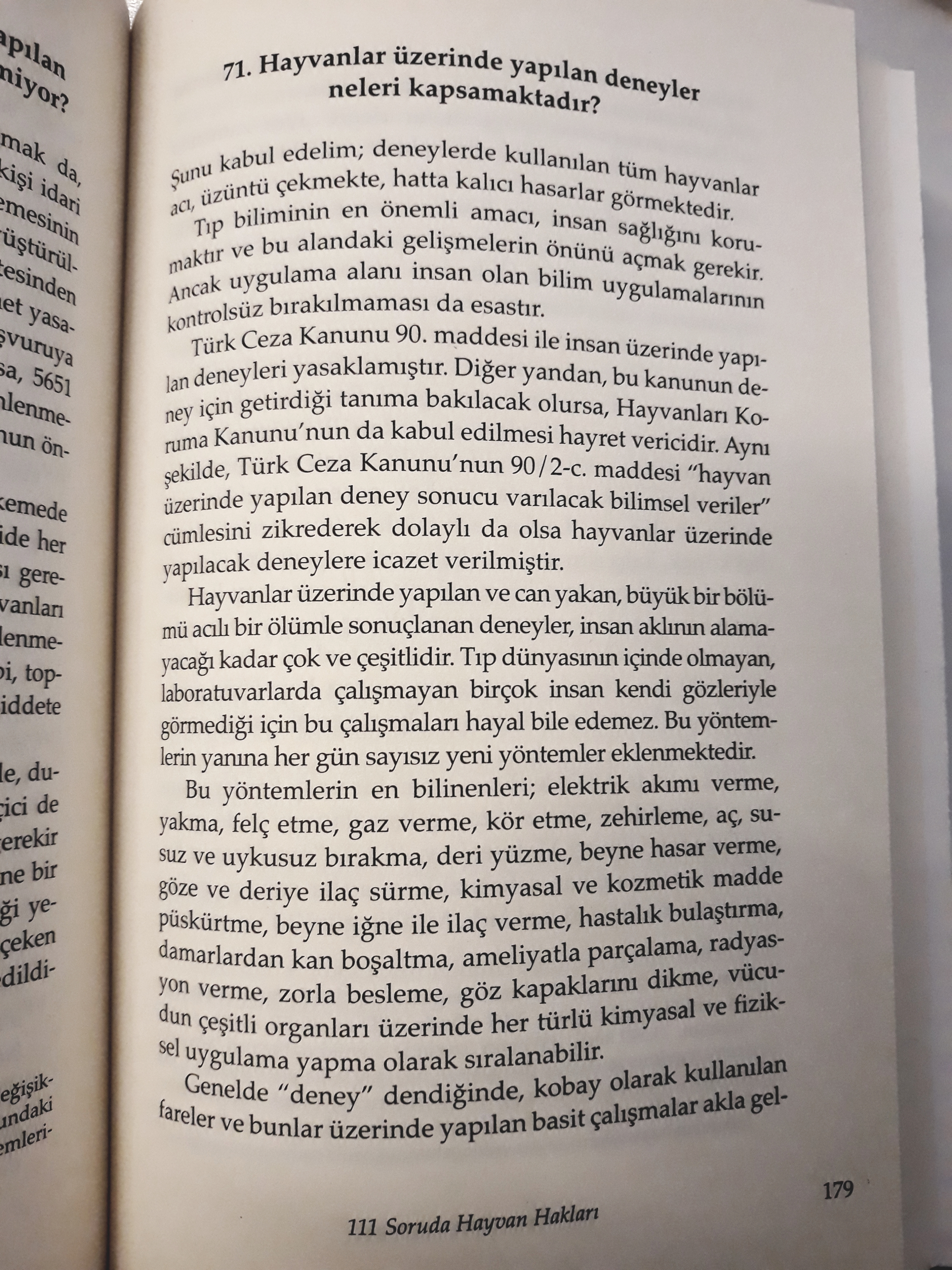 111 Soruda Hayvan Hakları Kitabında Hayvanlara Deney Konusu