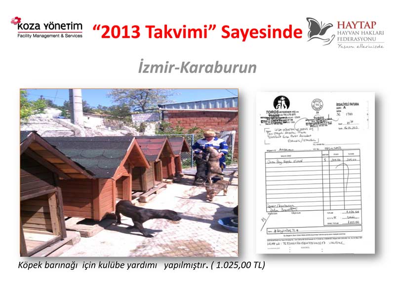 Haytap  2013 Takvimi Sayesinde Yapılan Yardımlar