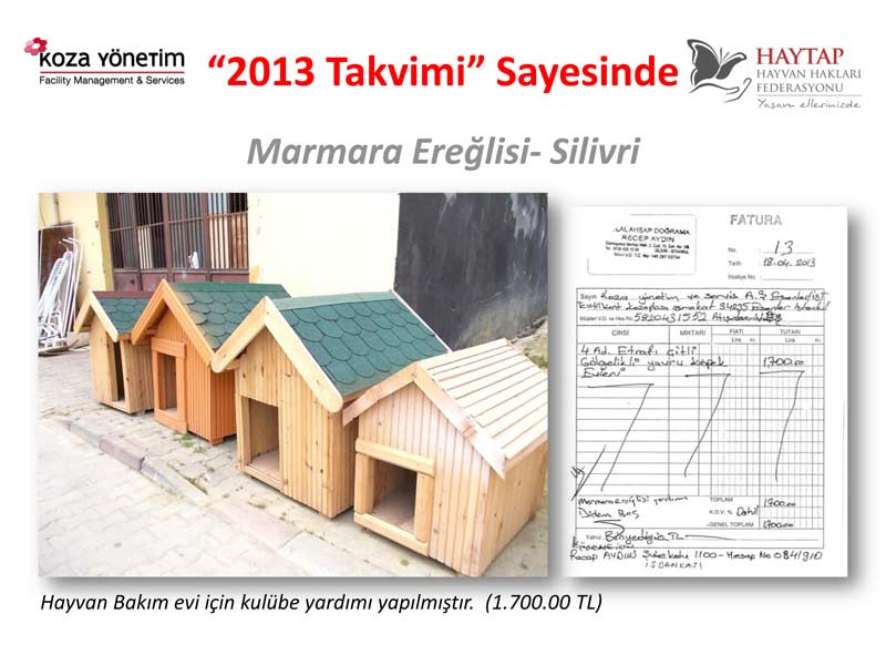 Haytap  2013 Takvimi Sayesinde Yapılan Yardımlar