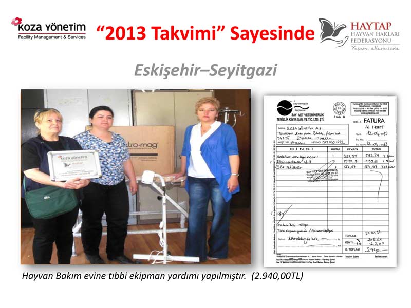 Haytap  2013 Takvimi Sayesinde Yapılan Yardımlar