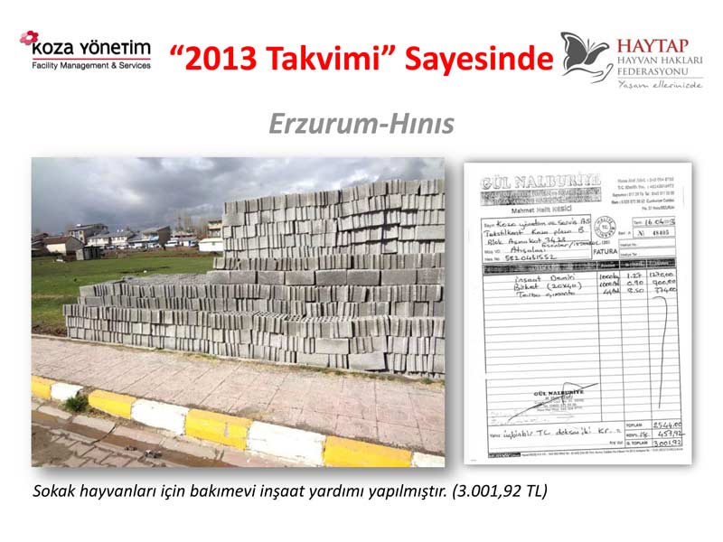 Haytap  2013 Takvimi Sayesinde Yapılan Yardımlar