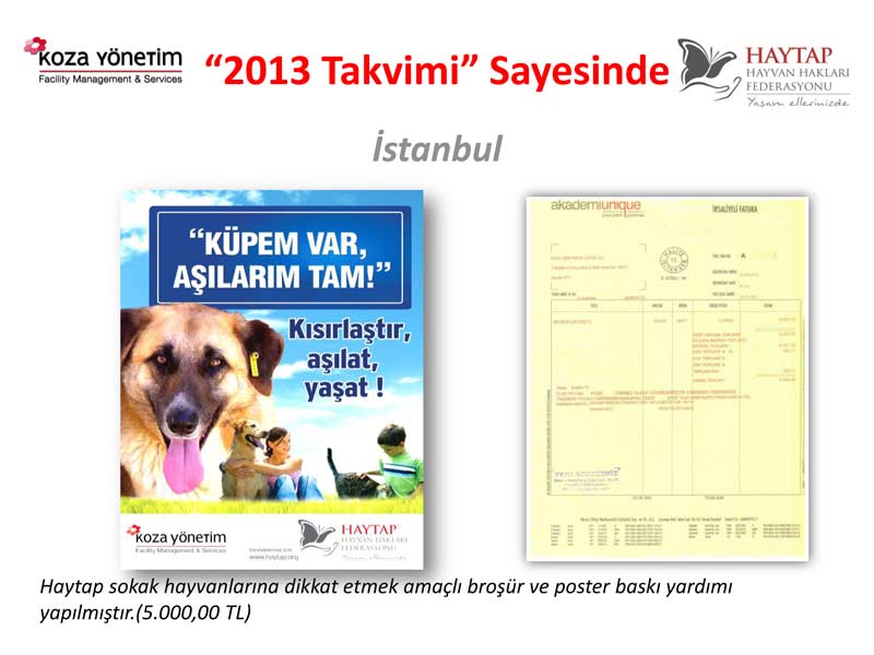 Haytap  2013 Takvimi Sayesinde Yapılan Yardımlar