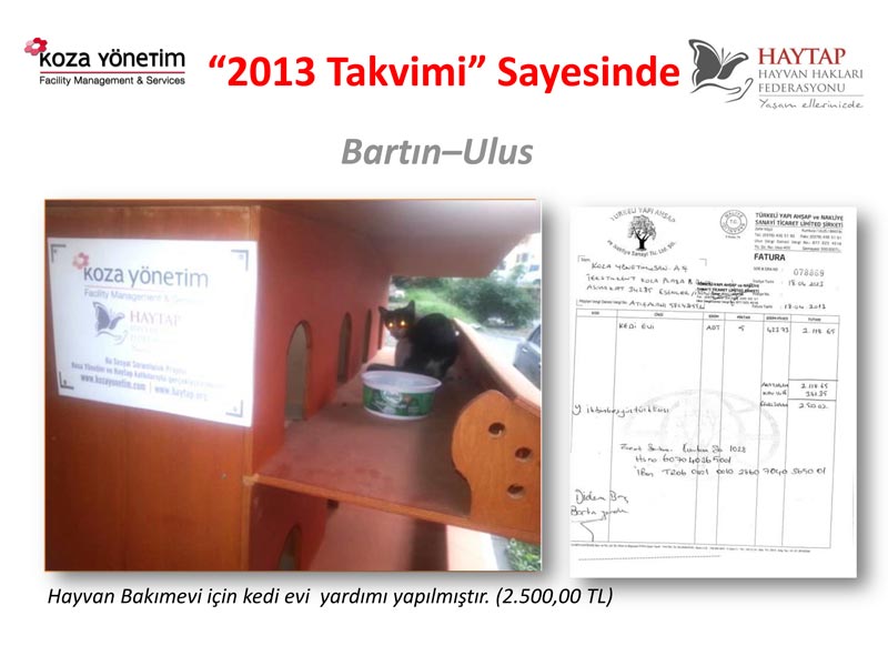 Haytap  2013 Takvimi Sayesinde Yapılan Yardımlar