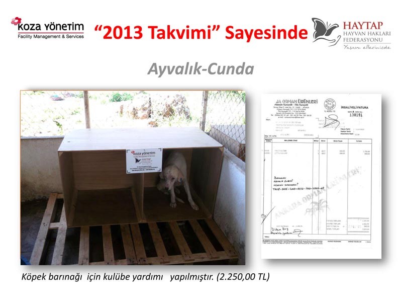 Haytap  2013 Takvimi Sayesinde Yapılan Yardımlar