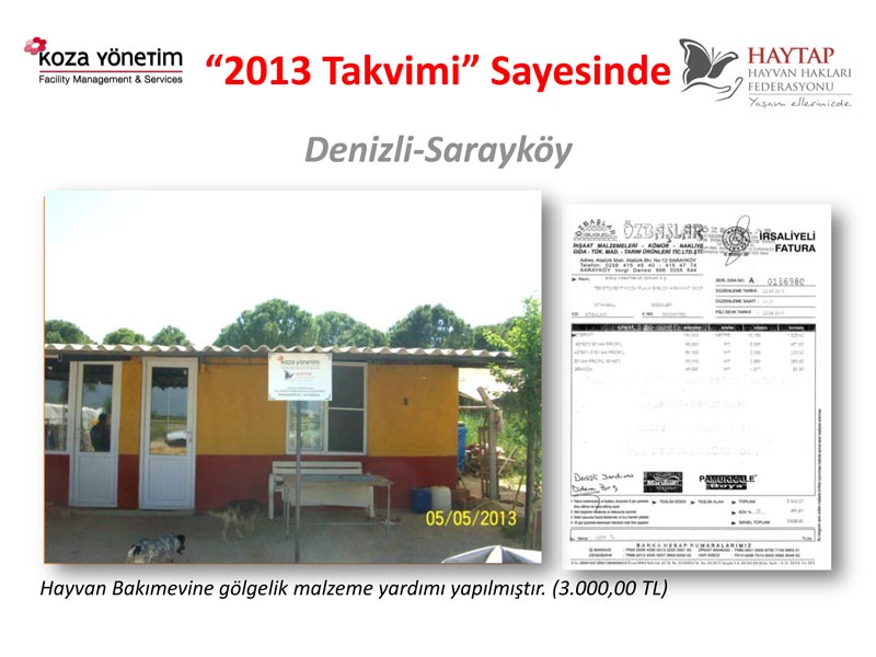 Haytap  2013 Takvimi Sayesinde Yapılan Yardımlar