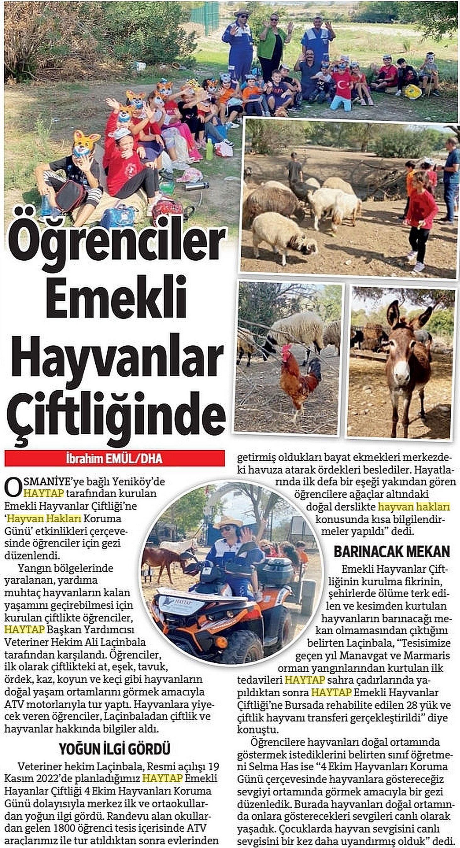 Öğrenciler Emekli Hayvanlar Çiftliğinde