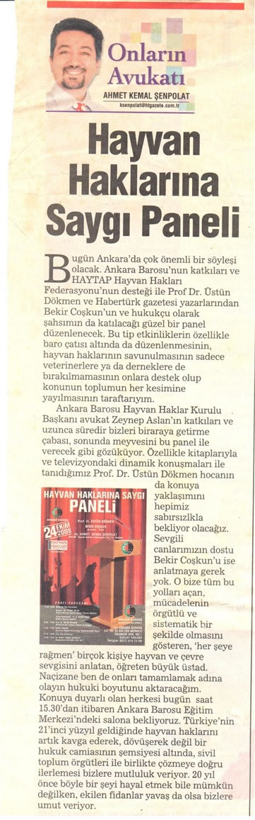 Ankara Hayvan Haklarına Saygı Paneli 2009