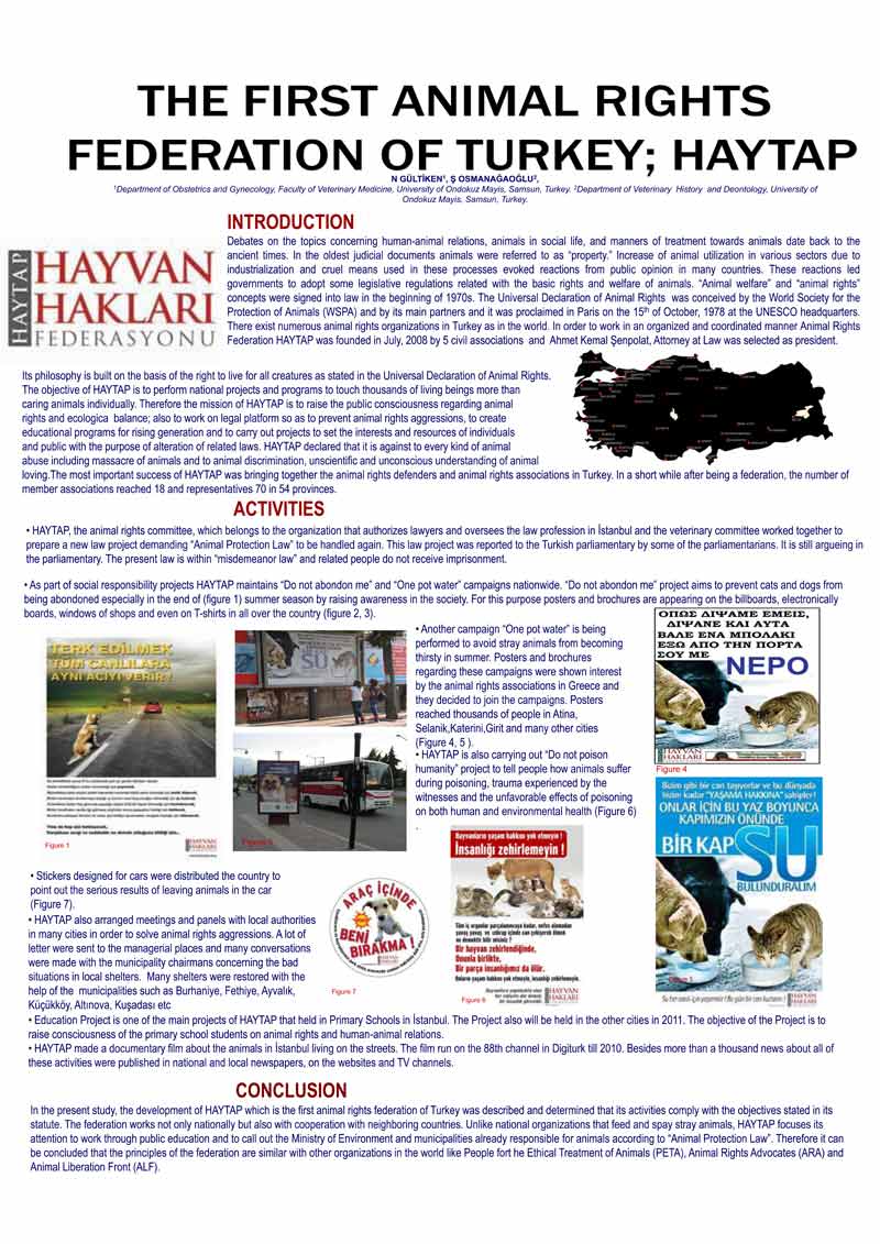 (*) The First Animal Rights Federation Of Turkey; HAYTAP