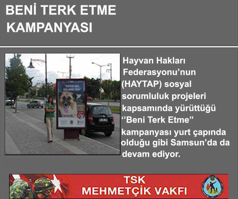 ’’Beni Terk Etme’’Kampanyası Samsun’da Devam Ediyor