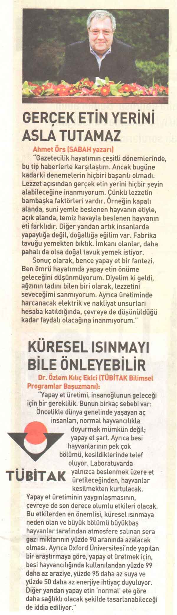 Yapay Et Dunyayi Kurtarabilir mi ?  Sabah Gazetesi